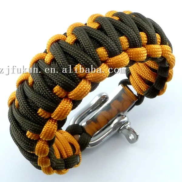

Handmade free shipping adjustable zinc alloy shackle/plactis buckle king cobra weaving 550 survival paracord bracelet