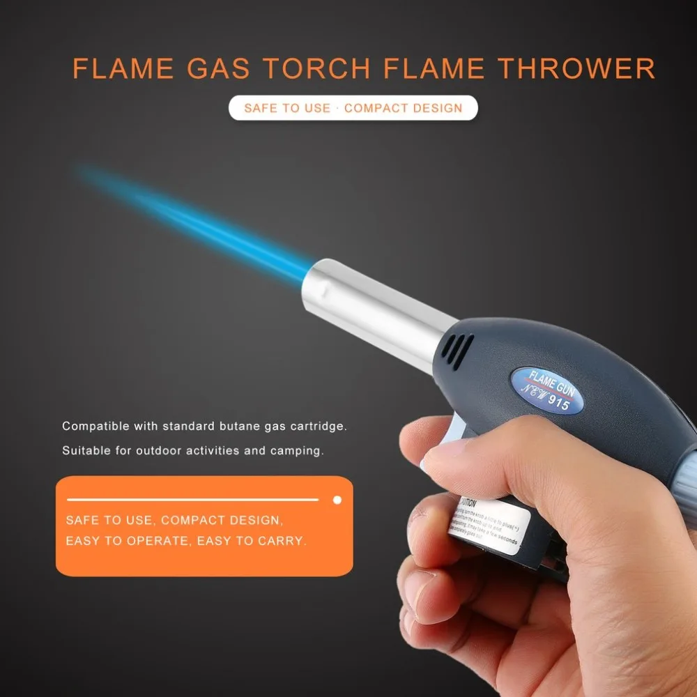 Flame Gas Torch Flame Thrower Automatic Piezoelectricity Ignite Outdoor Camping BBQ Soldering Welding Refillable Cook Tool Flame Gas Torch Flame Thrower Automatic Piezoelectricity Ignite Outdoor Camping BBQ Soldering Welding Refillable Cook Tool