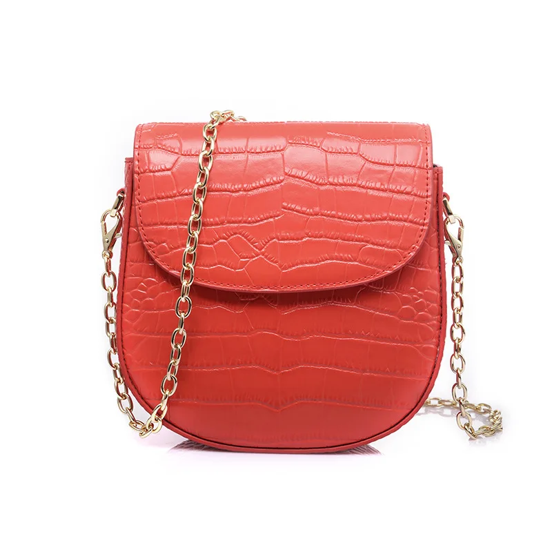 

LOEIL Leather bag European and American fashion black crocodile chain pig bag Portable Messenger shoulder bag
