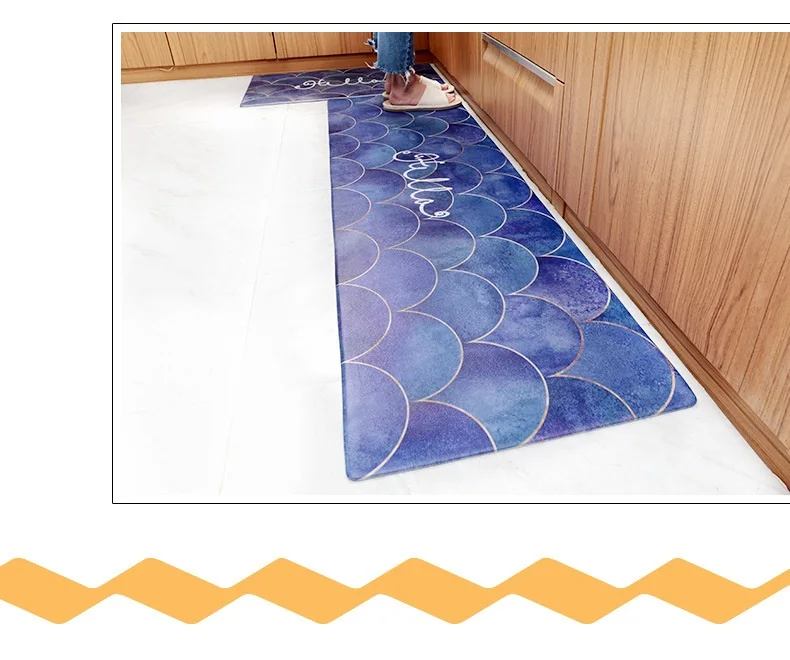 European Pu Leather Kitchen Rug Anti-Fatigue Mat - Non-Slip - Wear-Resistant Kitchen Floor Mat - Oil-Proof - Waterproof Kitchen Carpet