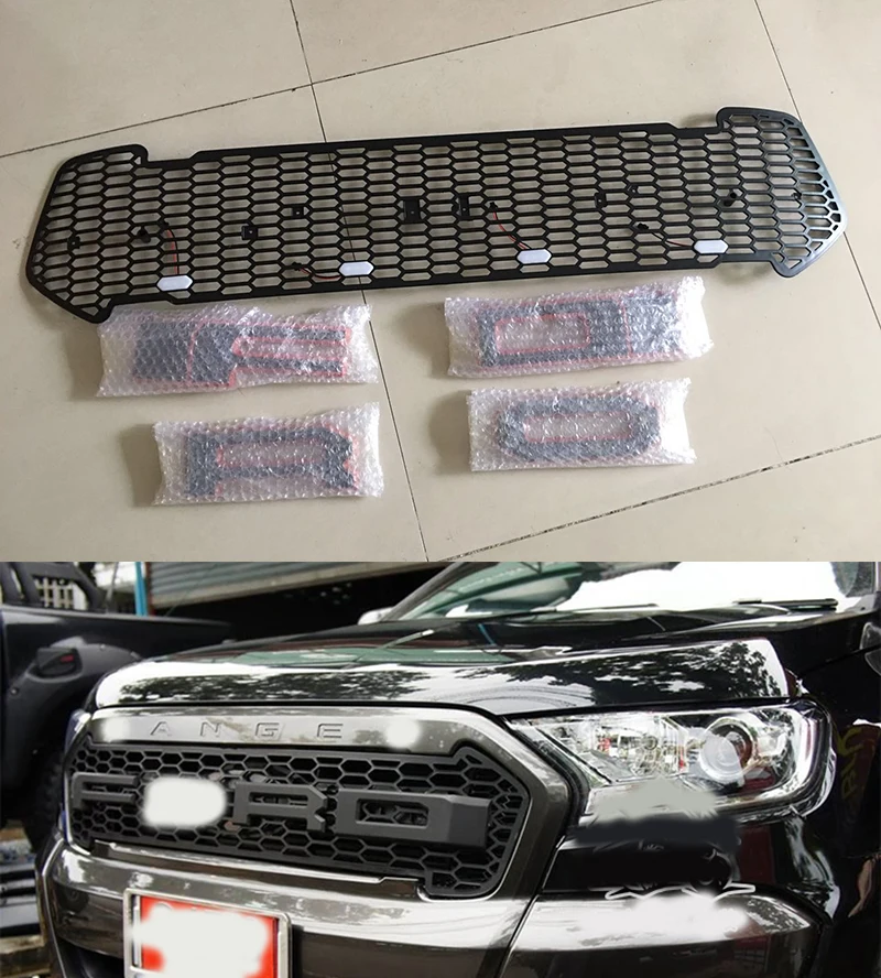 

Car accessories Black Racing Grill Ranger Grill ABS Black Front Grill Trim Suitable For Ranger Wildtrak T7 Txl Pickup 15-17