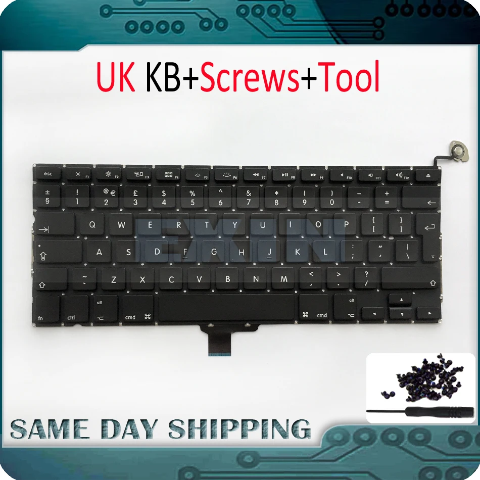 

10Pcs/Lot New OEM for Macbook Pro 13" A1278 Keyboard UK English QWERTY + Keyboard Screws Set 2009 2010 2011 2012 2009-2012 Year