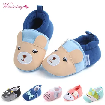 

Baby Boys Girls Soft Cotton Crib Shoes Infant Anti Slip Toddler Shoes for 3-11M Kids 8 Styles First Walkers