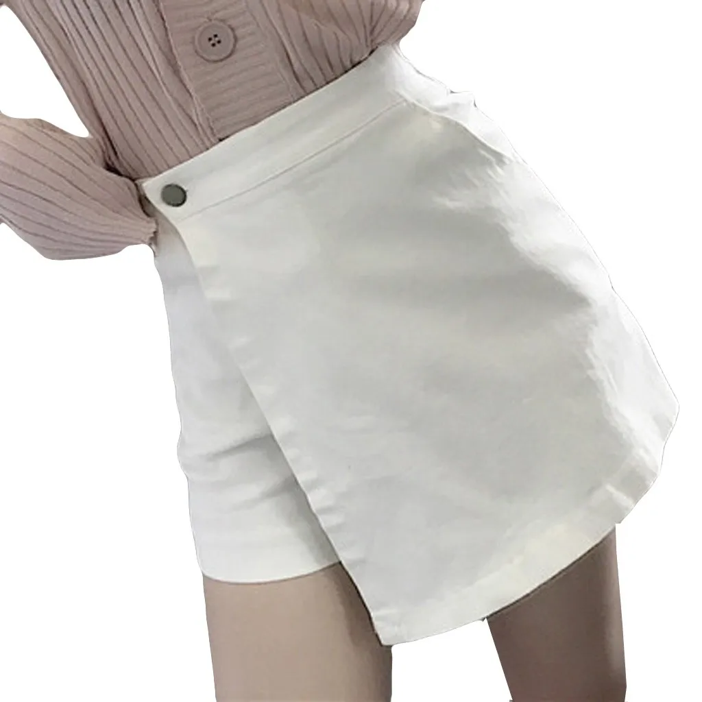 Летняя модная женская повседневная юбка средней длины с широкими штанинами, шорты, юбка с высокой талией, однотонные брюки, spodenki damskie 40