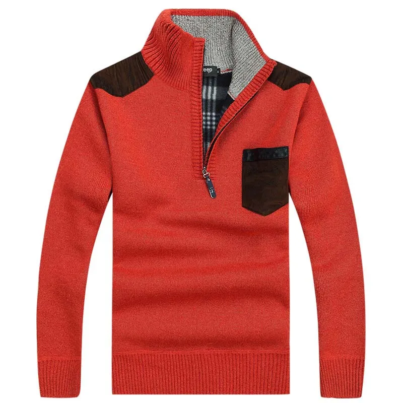 Мужской пуловер, свитера, осенние и зимние повседневные вязаные мужские пуловеры, Классические мужские свитера с высоким воротом, шерстяной свитер 45 - Цвет: Красный