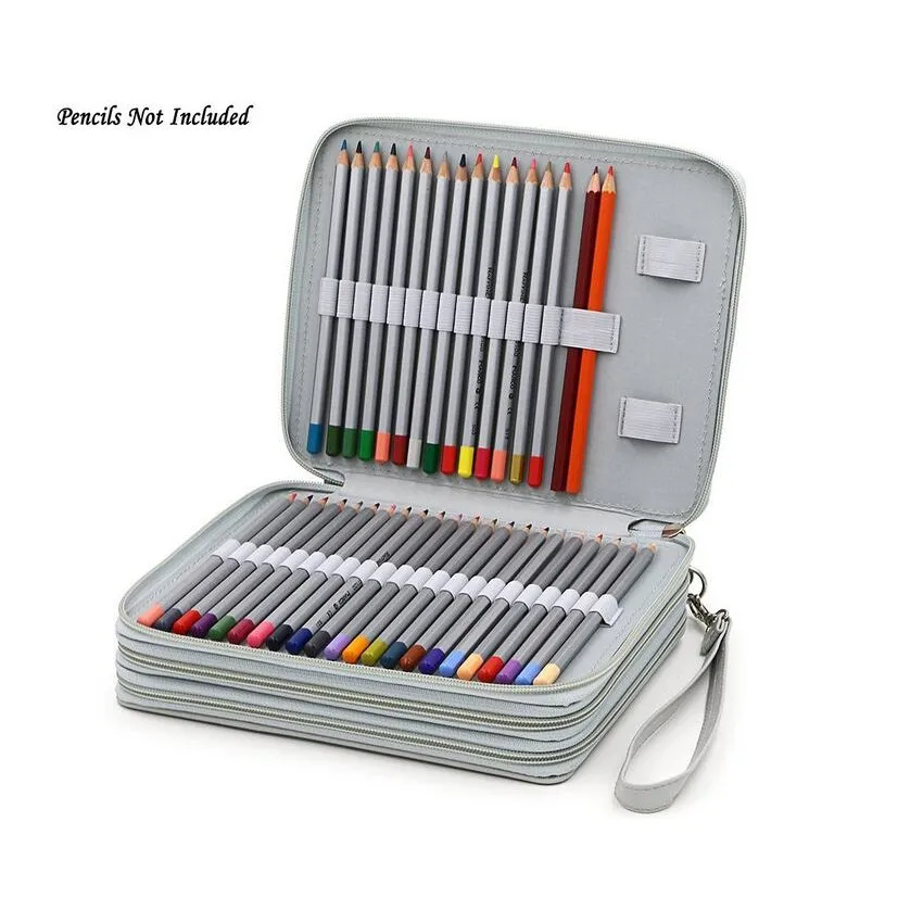 124 Holder 4 Layer Portable PU Leather School Pencils Case Large Capacity Pencil Bag For Colored Pencils Watercolor Art Supplies 22