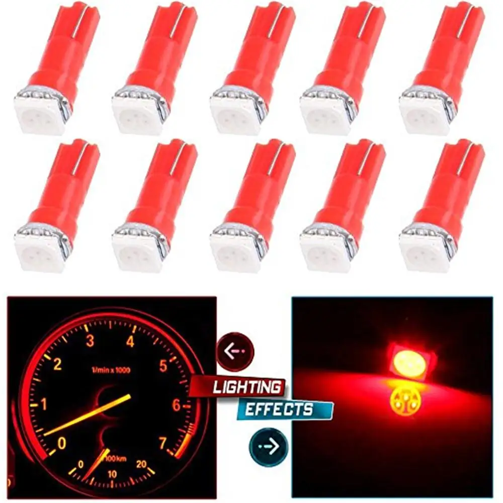 DIC, 20 шт., T5 5050, 1SMD, светильник для прибора, 24 В, DC, светодиодный, белый, зеленый, желтый, розовый, красный, синий, автомобильная приборная панель, лампа-индикатор
