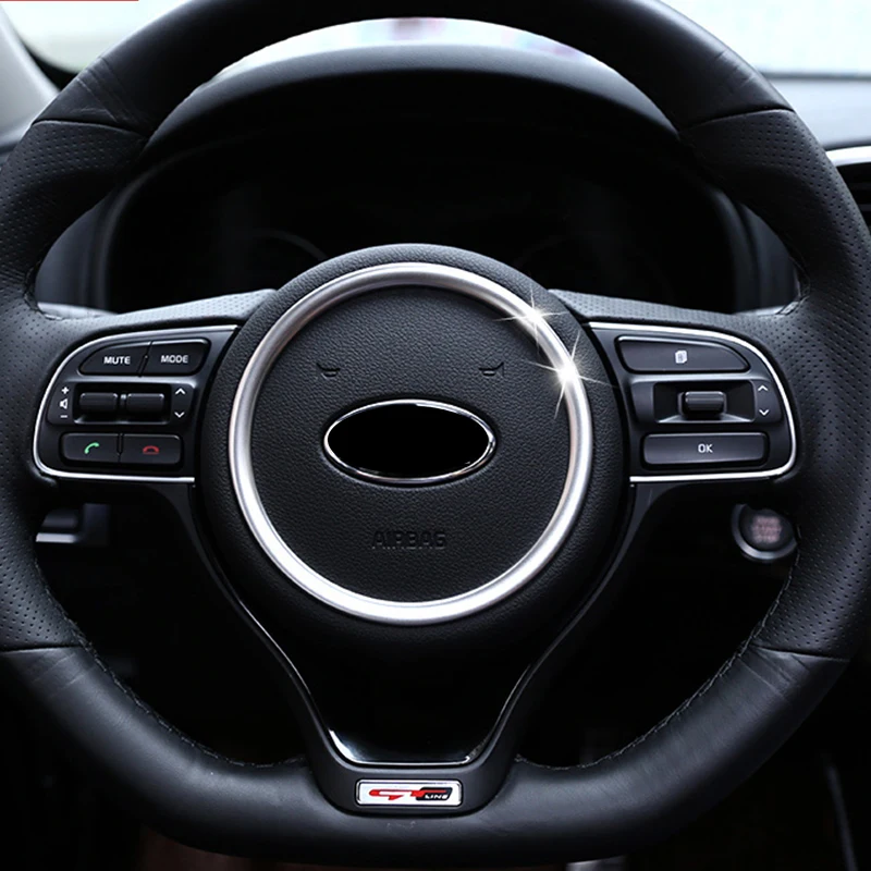

Stainless steel Steering Wheel Panel Cover Badge Frame Trim For KIA OPTIMA 2016 2017 Insert Trims Covers Interior Mouldings