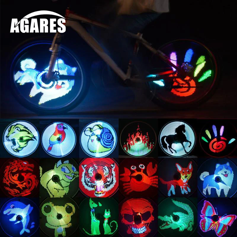 

DIY Bicycle Light Programmable Bicycle Spoke Wheel Lights 64 Colorful LED Lamp Waterproof Spoke Night Cycling Lights