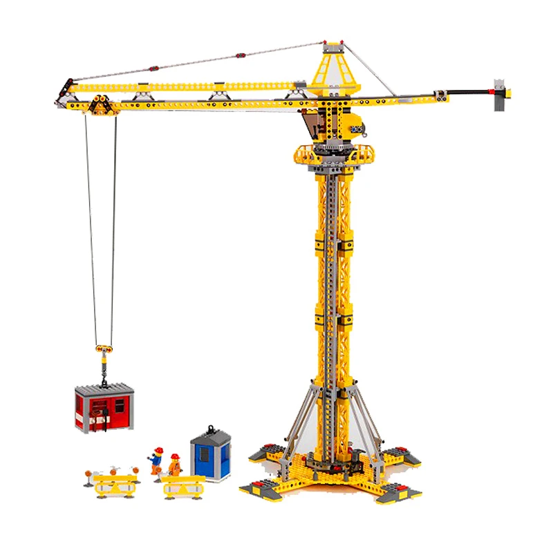 

LEPIN 02069 City Construction Tower Crane Hoist Lifting Building Blocks Brick Compatible LegoIN Technic 7905 Playmobil Toys