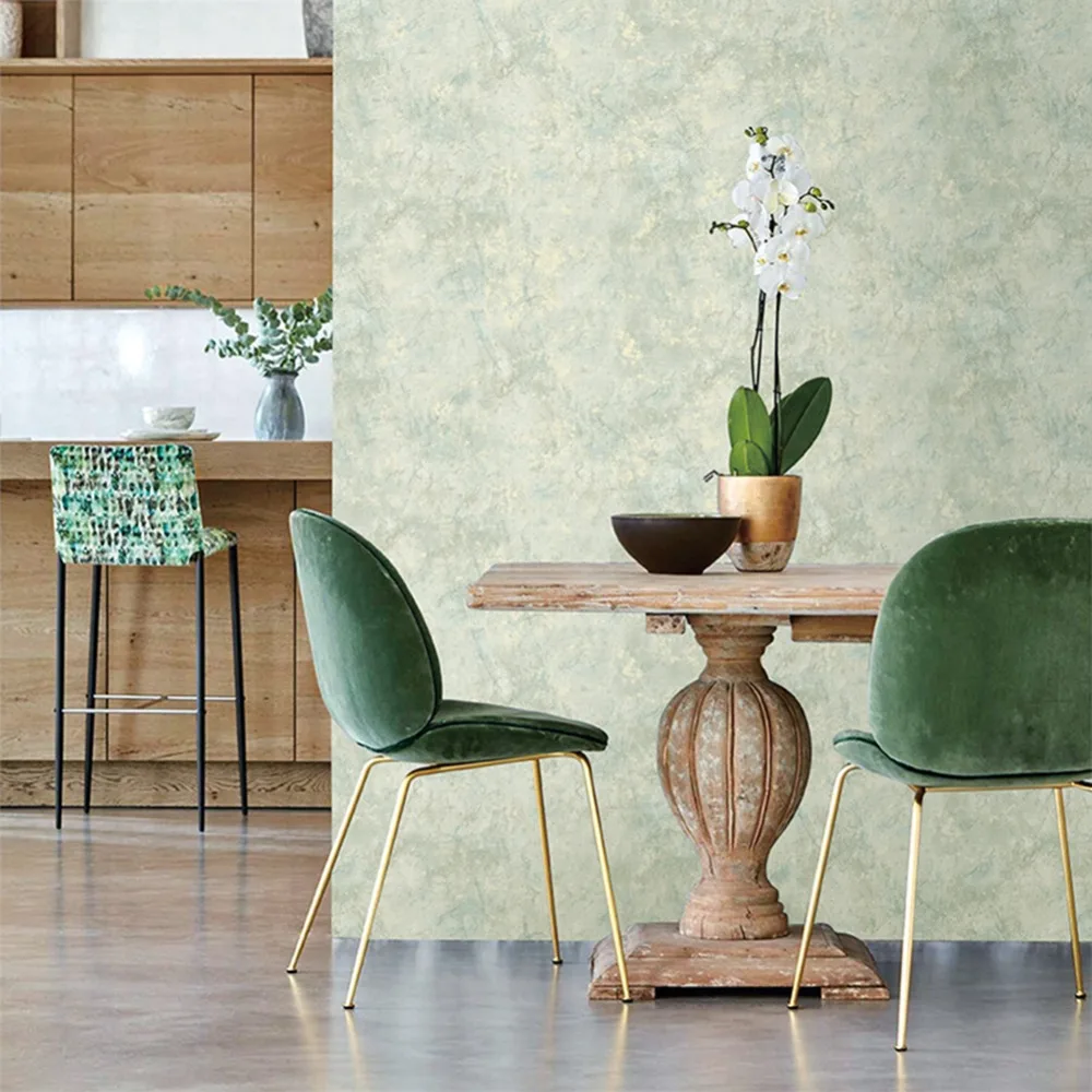 Haokhome Vintage French Victorian Non Woven Wallpaper Green Blue Haokhome Vintage French Victorian Non Woven Wallpaper Green Blue Home Living Room Bathroom Kitchen Wall Decoration