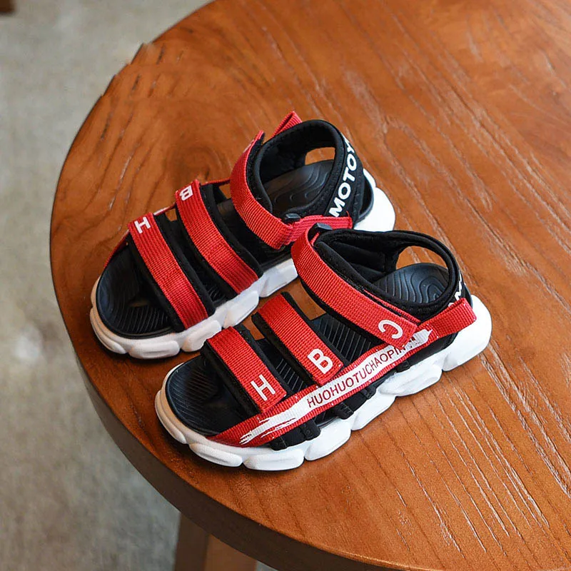 

KissMud 2019 New Summer Boys Fashion Black Sports Breathable Sandals Kids Soft Non-Slip Shoes Toddlers Canvas Casual Beach Shoes
