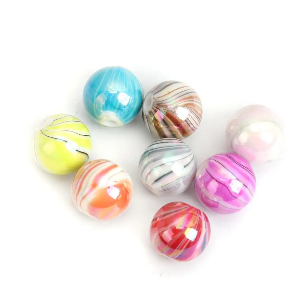 

10PCs At Random Hand Painted Acrylic Ball Beads 12mm( 4/8") new