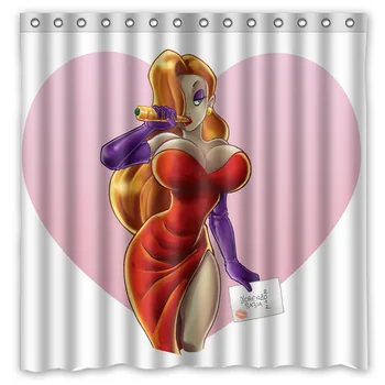 

Hot New 180x180cm Jessica Rabbit Waterproof Fabric Bathroom Shower Curtain Bath Curtains With 12pcs Hooks Rings