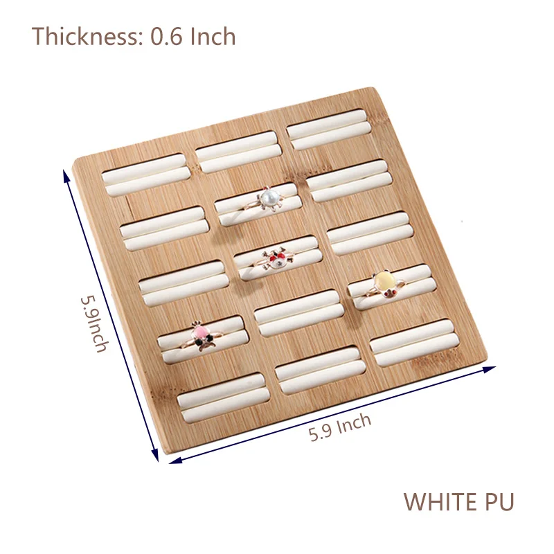 15 Сетка бамбук+ ПУ/бархат кольцо органайзер для сережек Макияж Стеллаж для хранения ювелирных изделий кольца дисплей доска настольная стойка дисплей