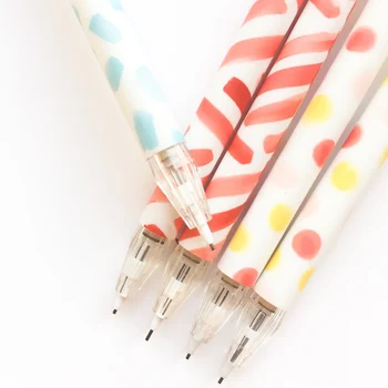 

2X Simple Stripe Dots Slim Press Automatic Mechanical Pencils School Office Supply Student Stationery