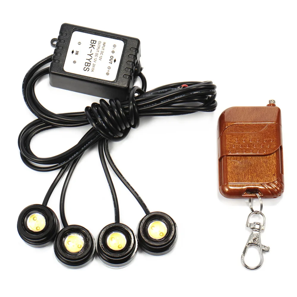 

4in1 6000K 12V LED Car Emergency Strobe Lights DRL Wireless Remote Control Kit Car Accessories