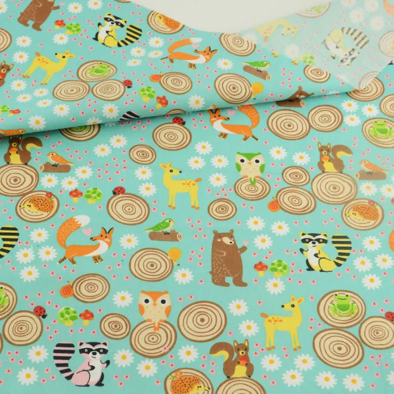 Teramila Cotton Fabric 25 Designs Animial Cartoon Patchwork Quilting Charm Packs Meter Home Textile Clothing Bedding - Цвет: 50cmx160cm