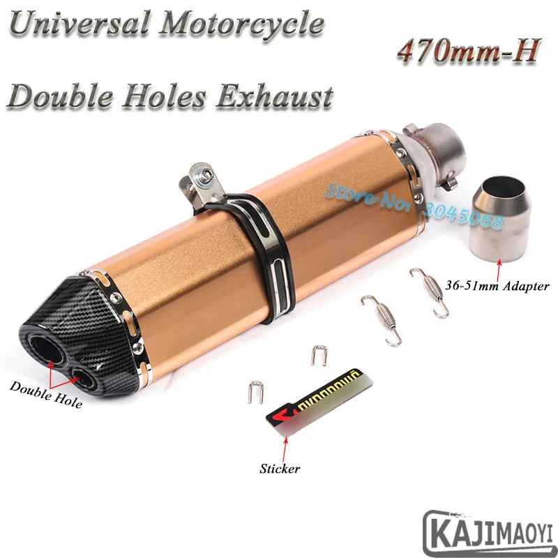 470 мм 370 мм 310 мм мотоциклетные выхлопные 2 отверстия Escape универсальный модифицированный глушитель для Ninjia 300 TMAX 530 PCX150 ATV KTM 390 CB400 - Цвет: 470mm-H