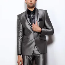 Индивидуальные Серый Жених Смокинги для женихов 2 шт. мужские свадебные званый ужин Костюмы Best человек костюм пиджак masculino куртка+ брюки для девочек