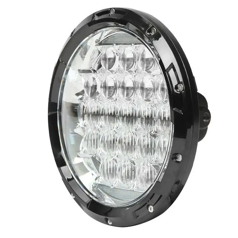Ironwalls Black 70W 7" Sealed Beam Round Motorcycle Headlight White LED