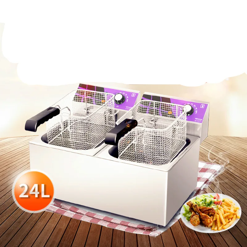 

Electric Deep Fryers fryer double cylinder commercial 38L large-capacity frying machine French fries chicken steak with