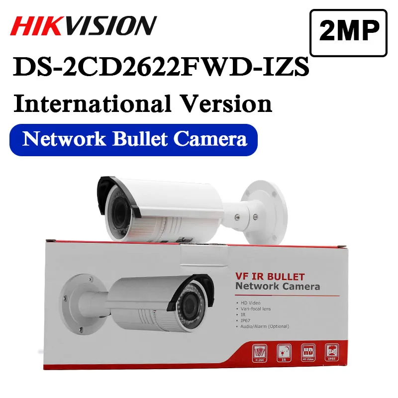 

DS-2CD2622FWD-IZS Hikvision English Version 2MP WDR Vari-focal Bullet IP Camera POE security IR Onvif Outdoor Audio CCTV Camera