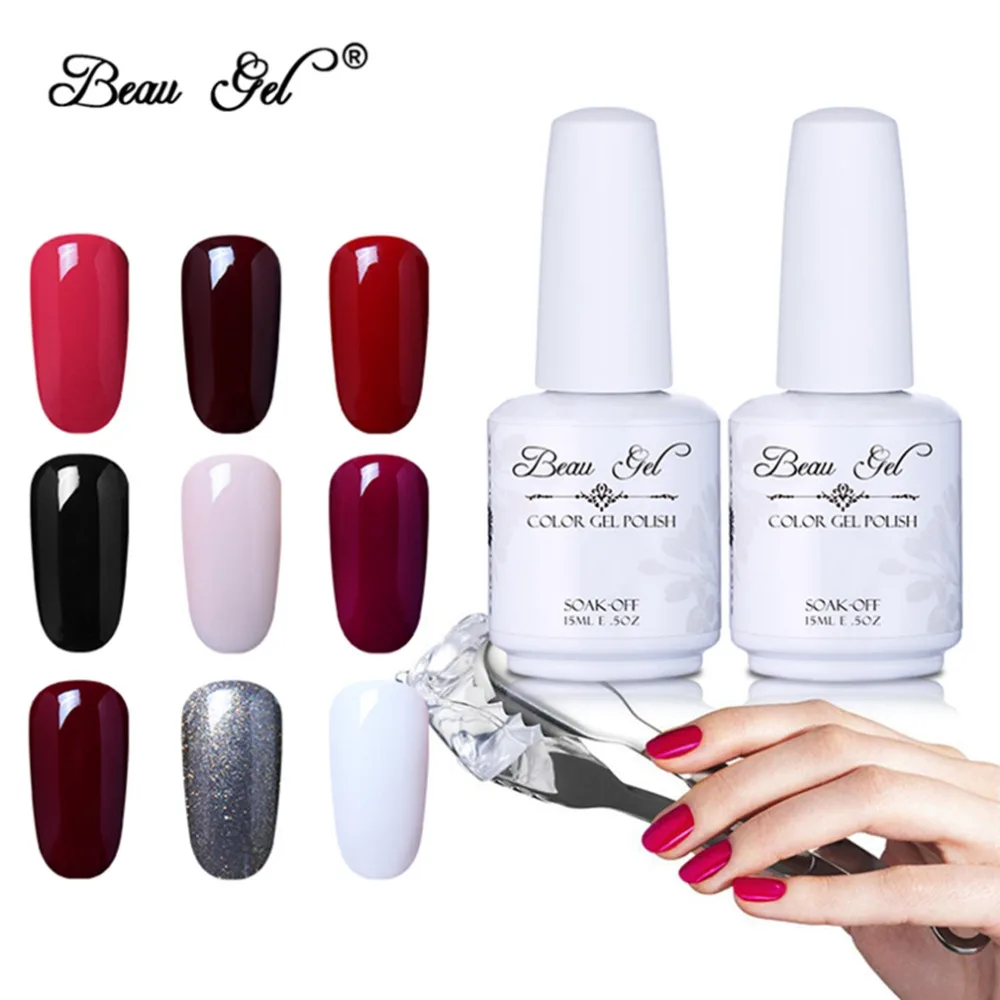 

Beau Gel 15ml Enamel Nail Polish For Nail Extension Nail Art Design Lacquer Soak Off UV LED Lamp Primer Gel Varnish Lacquer