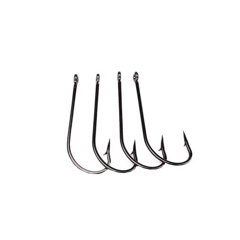 100 PCS Fishhooks Barbed Hook O'shaughnessy Hook High Carbon Steel Jig Big Fishing Hooks Black #2d20 (6)