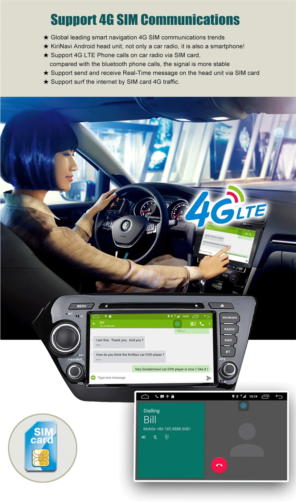 Cheap KiriNavi Octa core 4G LET android 7 car dvd player for Kia Rio K2 gps navigation 2010 - 2011 support 4K Video 4G 3