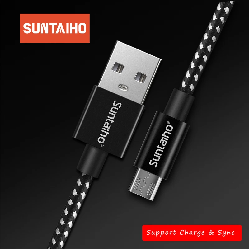 Suntaiho Micro USB Cable 2.4A for Xiaomi Redmi Fast Charging USB Charger Nylon Braided Data Cable for Samsung Huawei Meizu Honor
