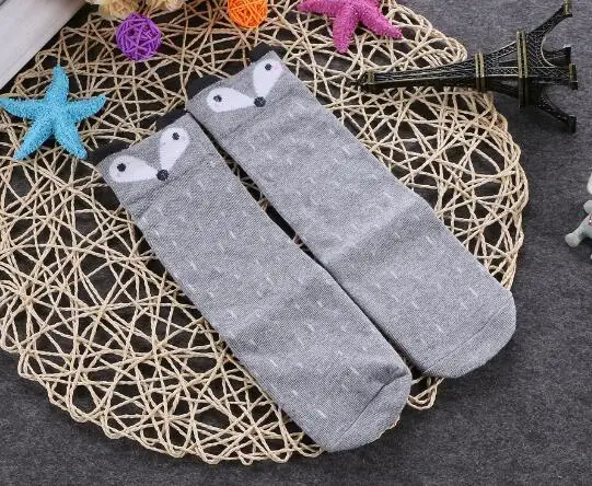 Детские гетры Fox Kids модные детские носки для девочек теплые нескользящие носки для детей носки с героями мультфильмов – лиса и курочка - Цвет: gray fox