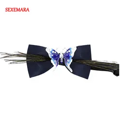 Новый модный галстук-бабочка Gravata вечерние, Свадебный галстук-бабочка для мужчин и женщин, повседневный темно-синий галстук-бабочка с