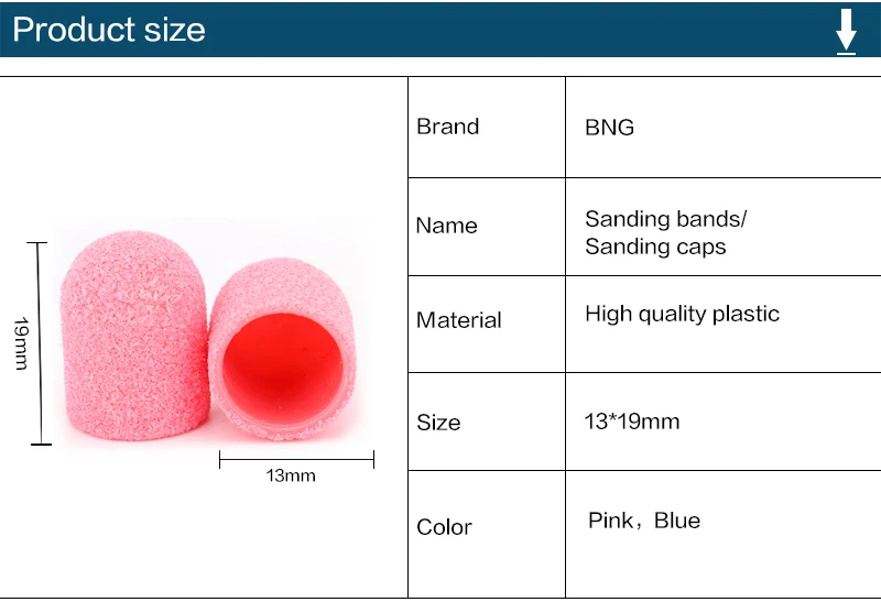 BNG 10 шт. Горячая розовый синий 13*19 мм дизайн ногтей Шлифовальные колпачки полосы инструменты для маникюра и педикюра пилка для УФ-геля акриловый лак