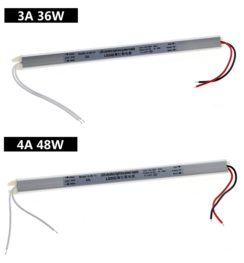 Ультратонкий Светодиодный источник питания 18 Вт 24 Вт 36 Вт 48 Вт 60 Вт 240 В трансформатор освещения 1.5A 2A 3A 5A драйвер