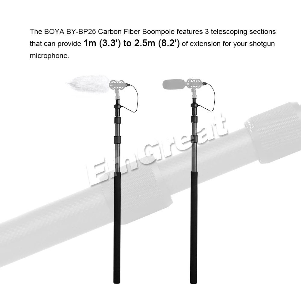 Boya BY-PB25 из углеродного волокна микрофон бумпулы с внутренним XLR кабелем 1 м(3,3 ') до 2,5 м(8,2') микро бум полюс