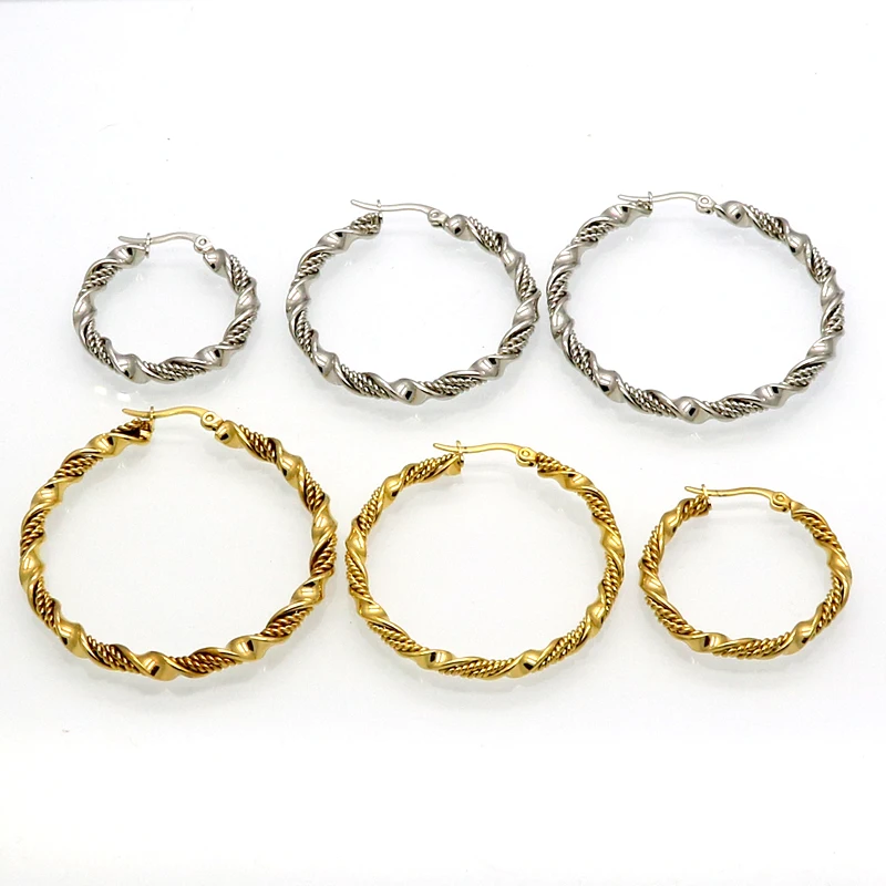 Fashion Jewelry Double Cable Hoop Earrings 3 Size Brand Earrings For Women Gold Color Hoop Earrings Brincos Girls Ladies Europe - Image 6