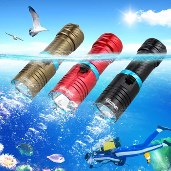 

Waterproof T6 LED Scuba LED Light Cycling Flashlight 28650/18650 Torch Waterproof 100M No Battery 3 Colors