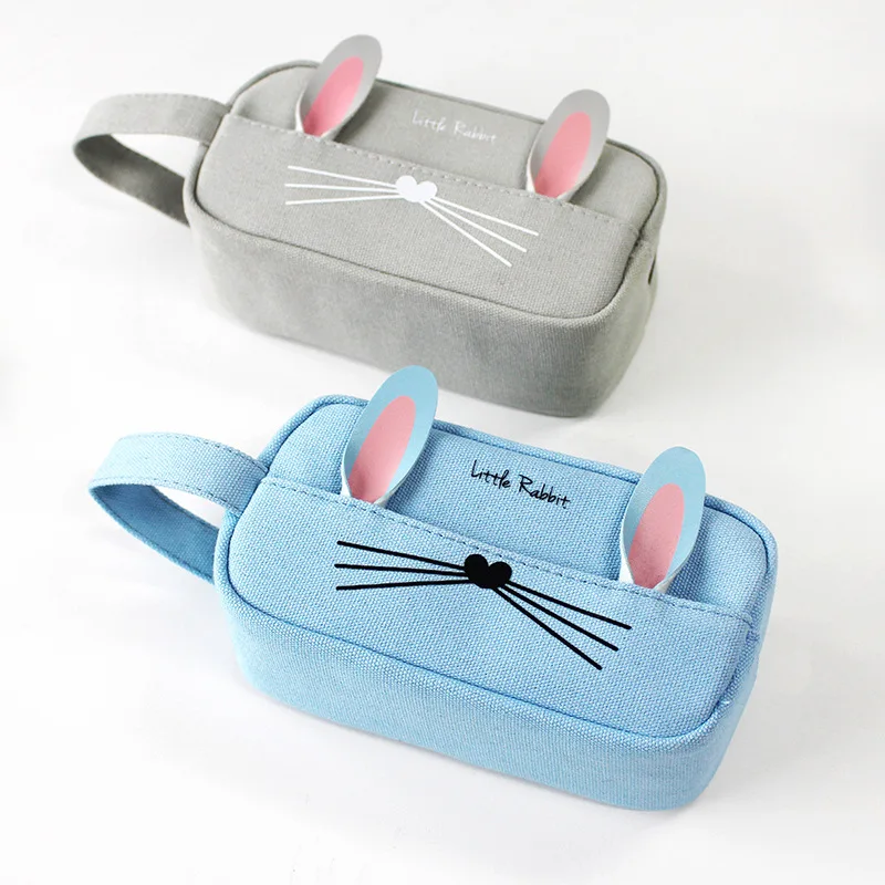 Креативный кролик пенал из парусины большая коробка для ручек Kawaii сумка в виде