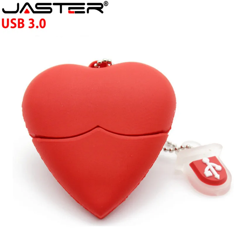 JASTER USB 3,0, красный usb флеш-накопитель в форме сердца, 4 ГБ/8 ГБ/16 ГБ/32 ГБ/64 ГБ, красивая карта памяти, прекрасный подарок для девочки