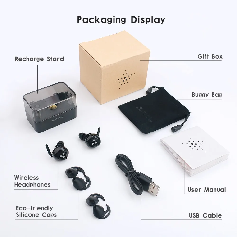 SYLLABLE D900MINI Bluetooth V4.1 Headset Fone de Ouvido Bluetooth Earphone Strong Bass for Iphone 7&7 Plus/Xiaomi/Samsung