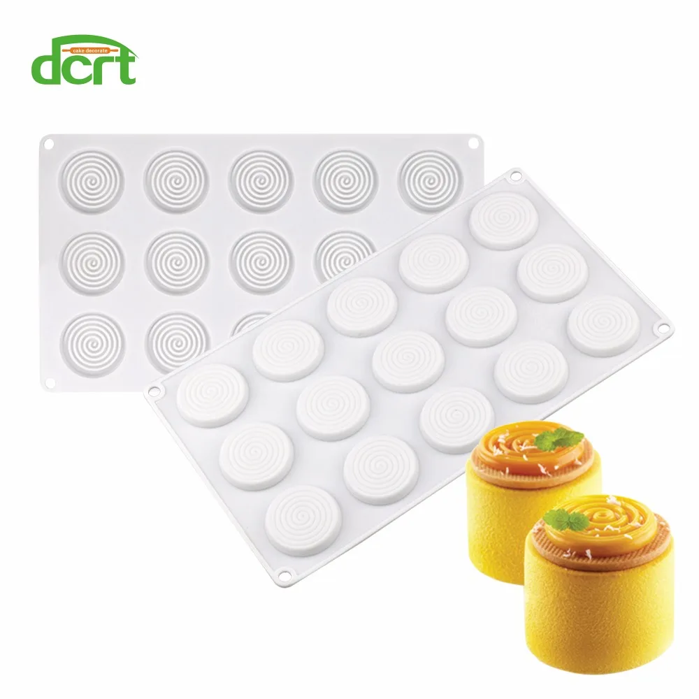

15 Cavities Water Ripple Spiral Shaped Silicone Cake Mold for Fondant Chocolate Mousse Cakes Mould Sugar Baking Tools Moulds