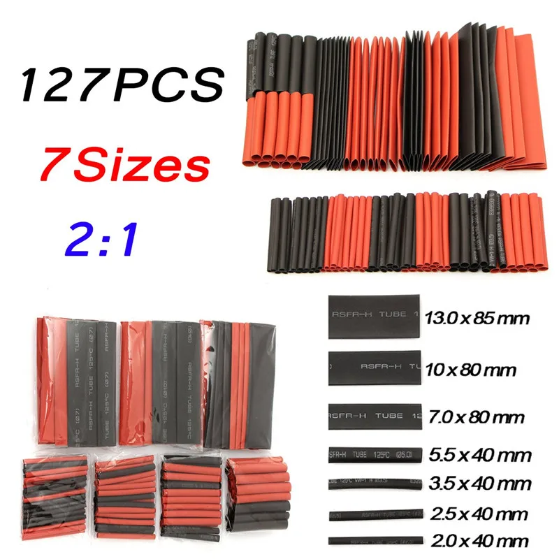 127pc Heat Shrink Tubing Red