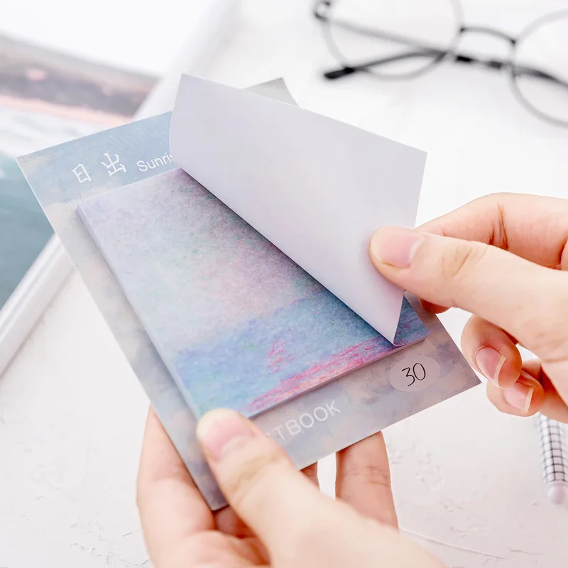 

30 Pages Oil Painting Style Square Tear Message Sticky Notes Stationary Korean Stationery Creativen Times Note Office Supplies