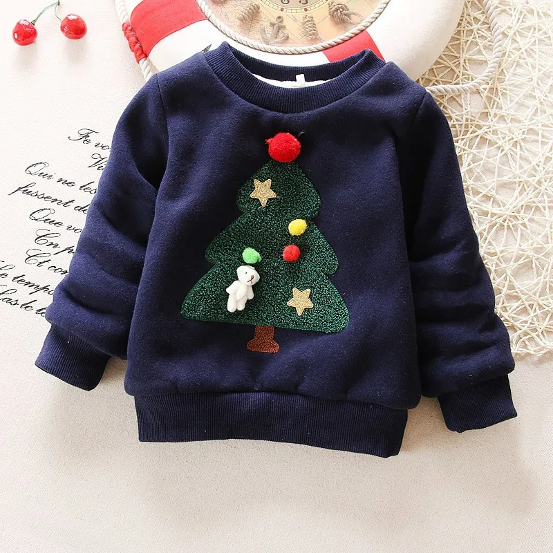 Bibicola Зима Детские Детский Рождественский свитер Пуловер для малышей Топы, детская зимняя плотная теплая одежда для девочек подарок на день рождения