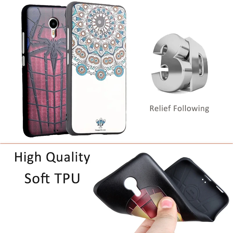 Gonorack 3D Пластик стерео рельефные узоры чехол для Meizu M5s M3 M3s мини M5 M6 Примечание на M6s