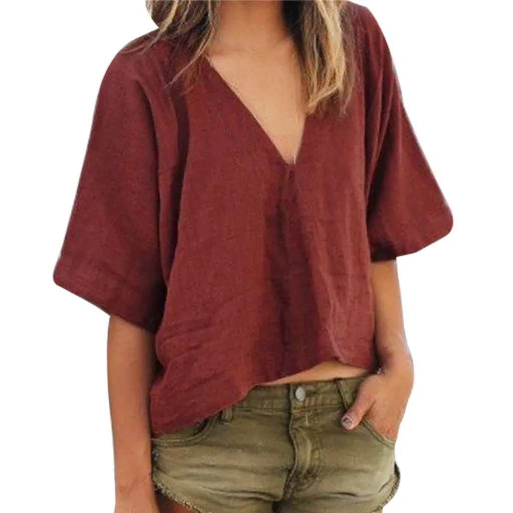 

blusas mujer de moda 2019 women's blouse shirt New Women's Fashion V-neck Blouse Summer Short Sleeve Casual shirts chemise femme