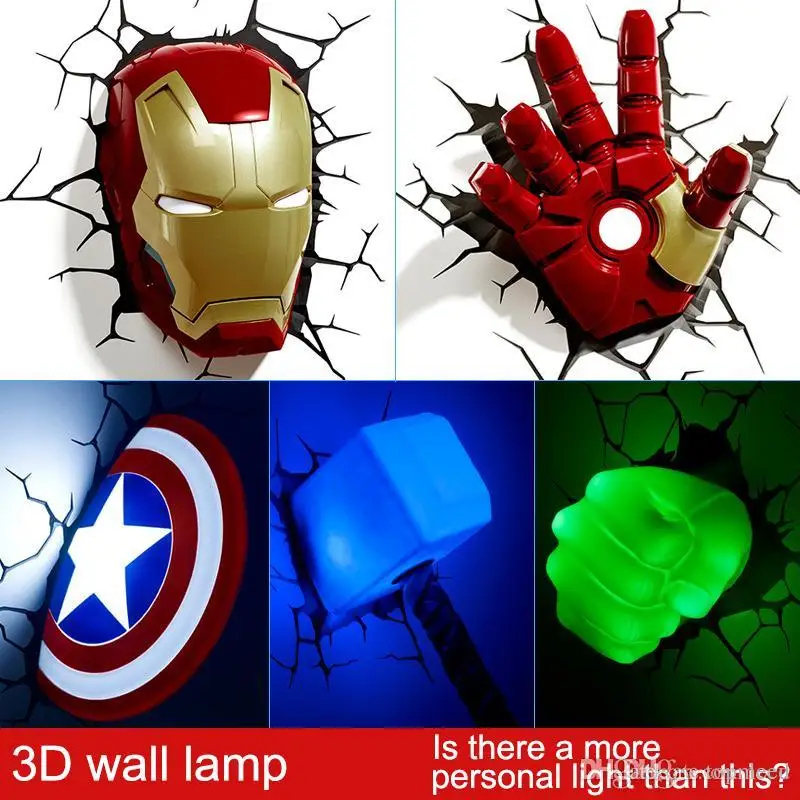 Marvel Мстители LED прикроватная Спальня Гостиная 3D Творческий бра Украшенные