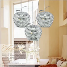 New Creative Crystal Apple Pendant Lamp Gold Lampshade abajur Restaurant Hanglamp Light E27 Home Decor 110V