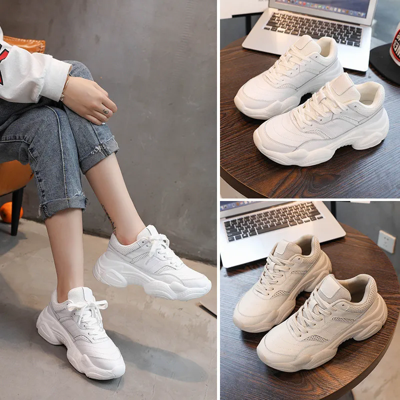 

New 2019 Spring Fashion Women Casual Shoes Suede Leather Platform Shoes Women Sneakers Ladies White Trainers Chaussure Femme